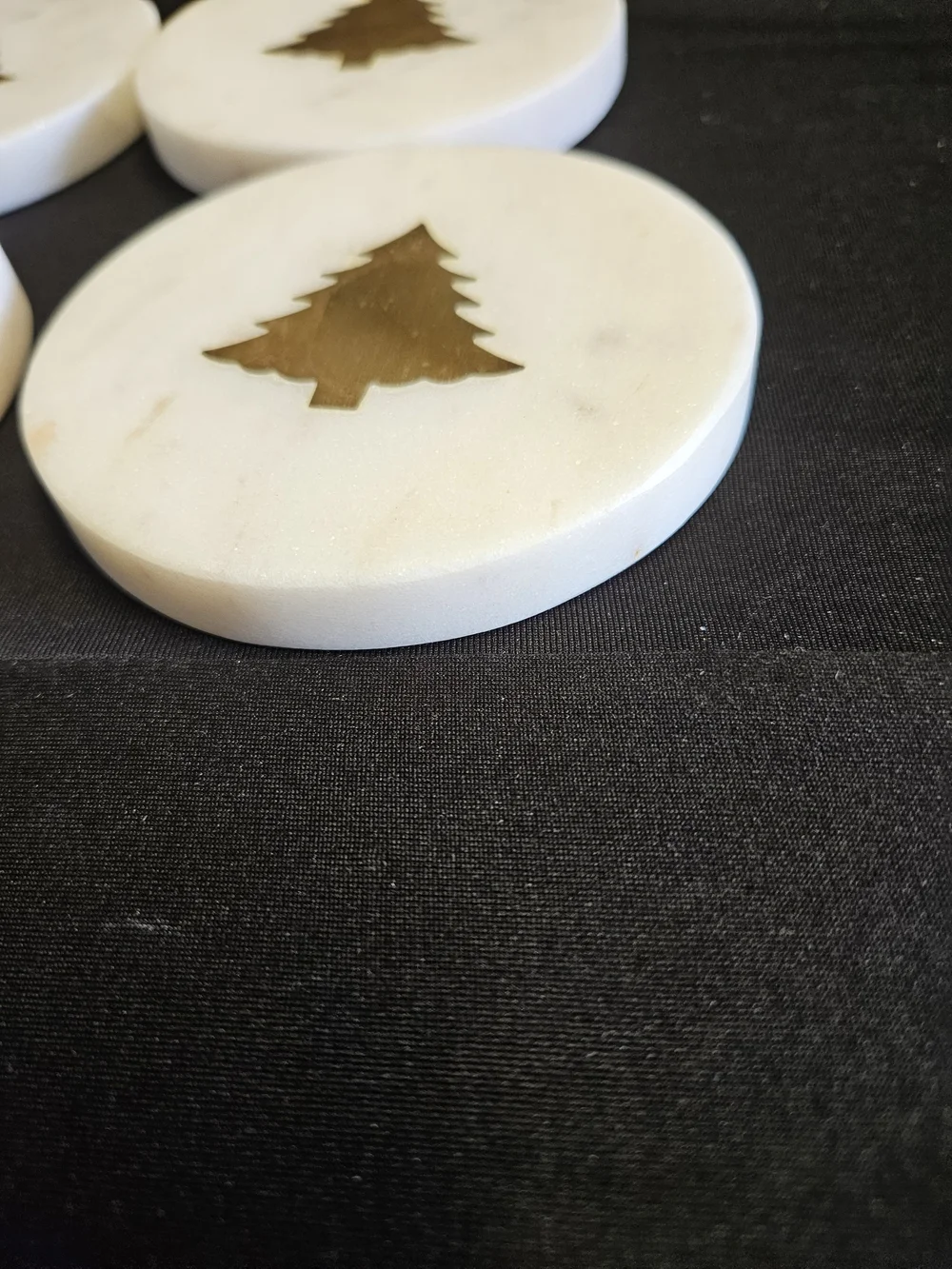 Pottery Barn Marble Tree Inlay Coasters - Set Of 4 .